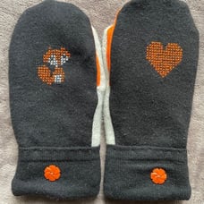 Wool sweater mittens Fox