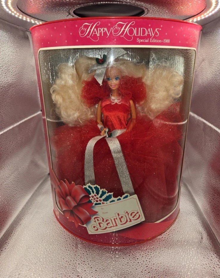 Barbie Vintage Barbie Doll 1988 Happy Holidays with Red Gown