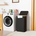 Laundry Basket with Lid, 29 Gal (110L) Clothes Hamper with Bamboo Handles
