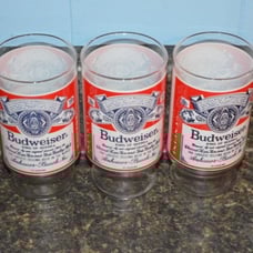 3 BEER GLASSES BUDWEISER KING OF BEERS
