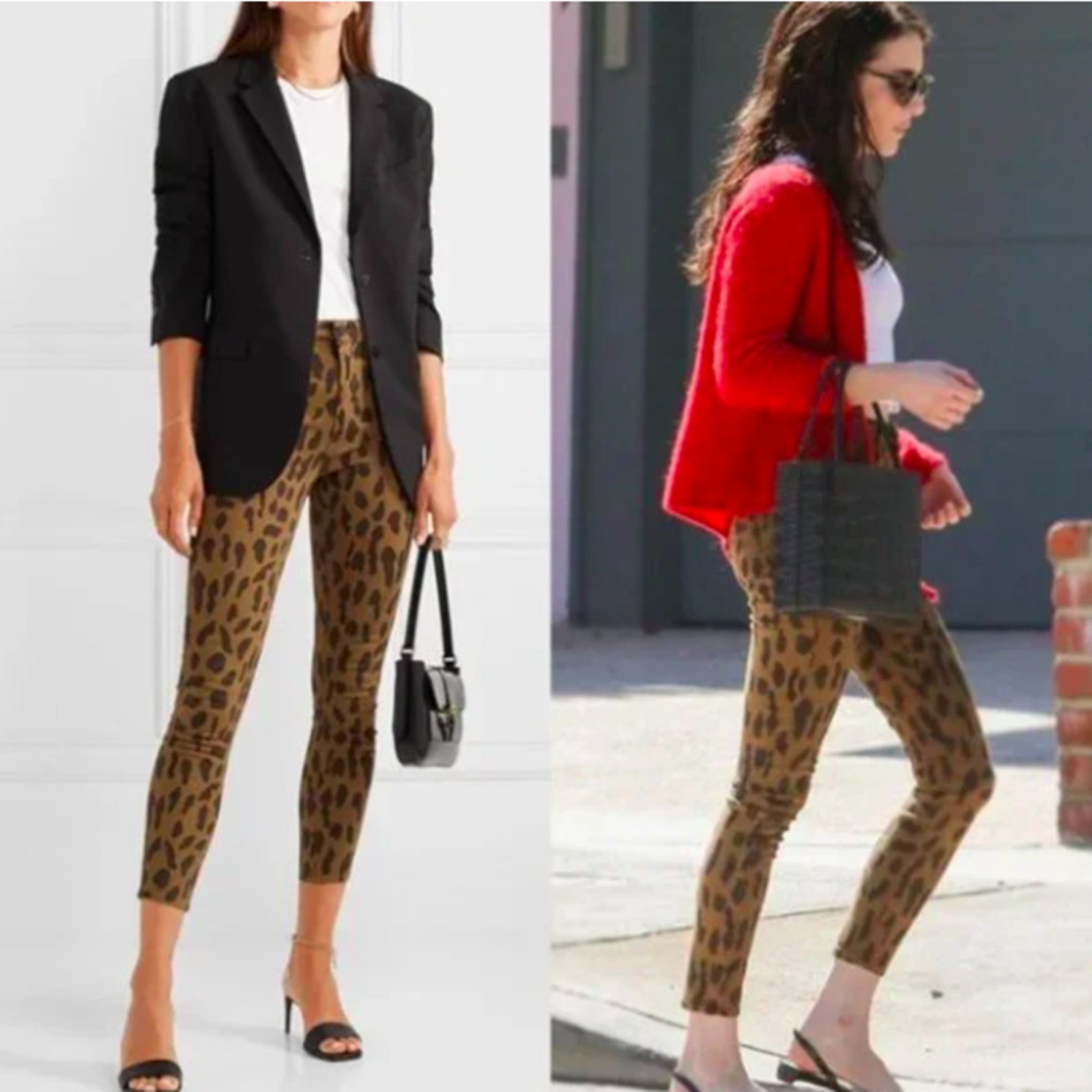 L’AGENCE Margot High Rise Crop Leopard Print Skinny Jeans