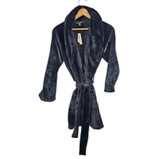 Victoria Secret Short Cozy Robe Size XS/Small Black New With Tags SUPER SOFT!!