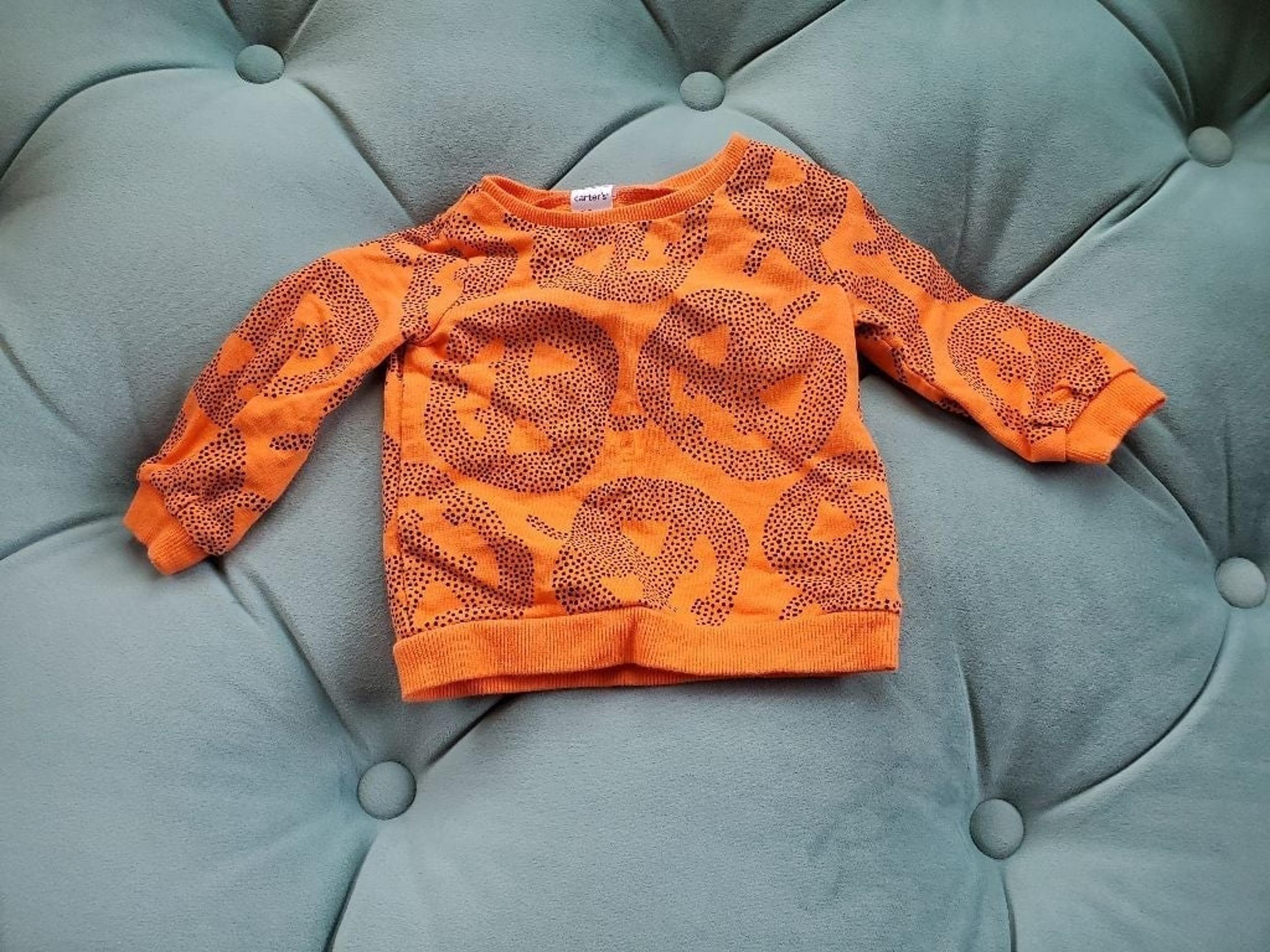 Baby Carter's Orange Halloween Pumpkin Long Sleeve Shirt 12m