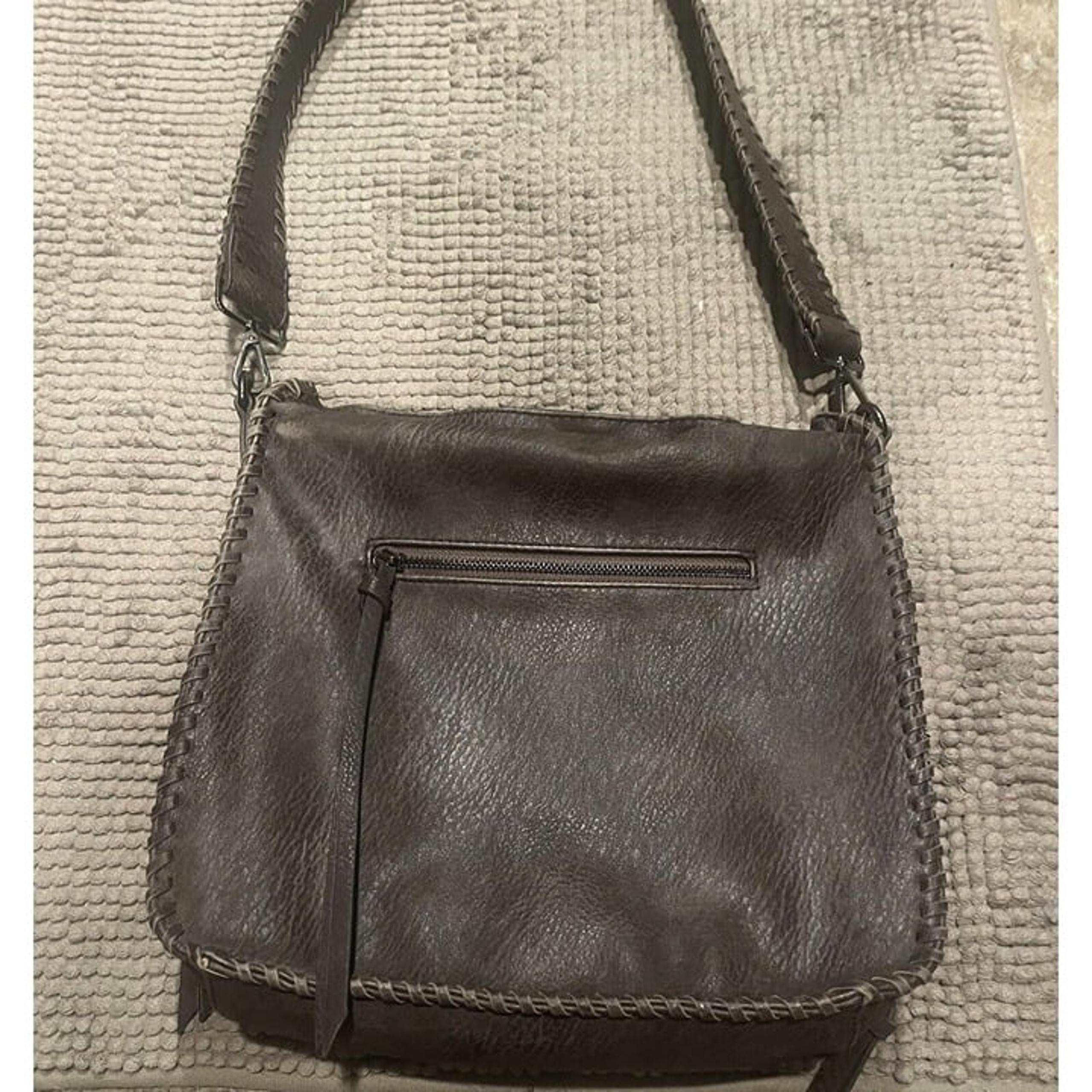 Antik Kraft Vegan Leather Purse Magnetic Closure, 3 Outside Zippers, Brown Taupe
