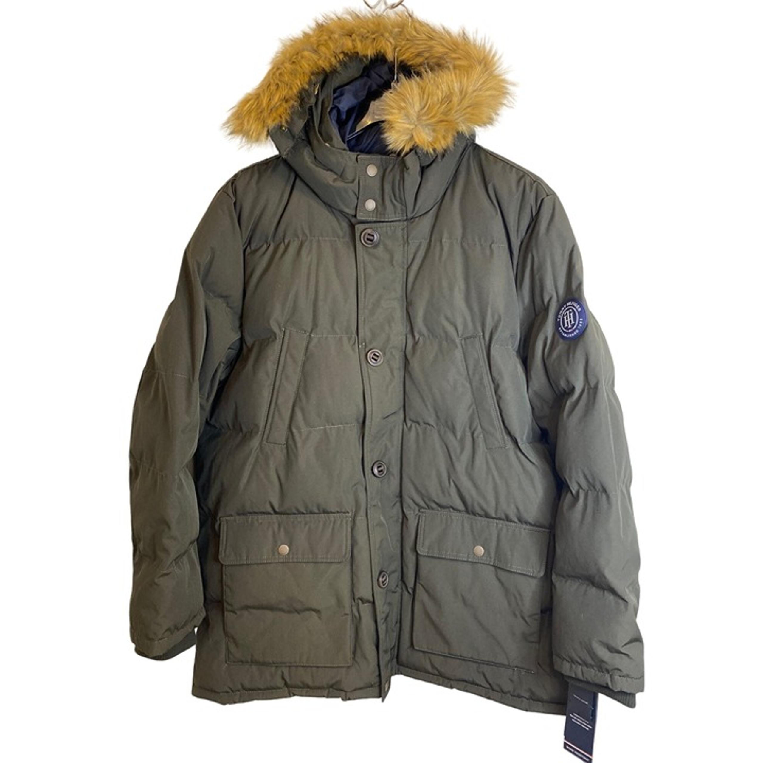 Tommy Hilfiger Men's Olive Ultra Loft Quilted Puffer Coat with Hood Size XXL NWT