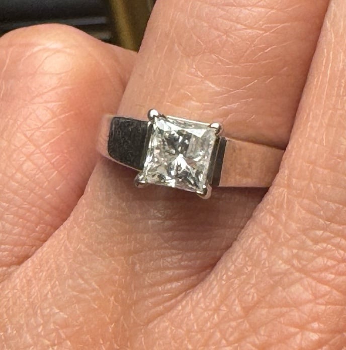 14k Princess Cut Solitaire Diamond Ring