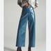 Anthropologie Maeve The Colette Cropped Blue Patent Leather Wide Leg Pants 16