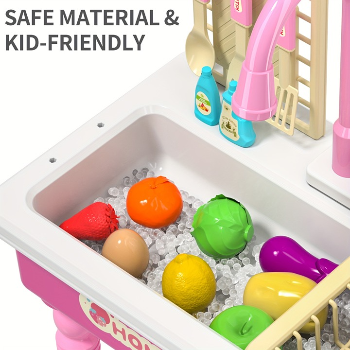 Play Kitchen Sink Toys With Running Water, For Girls Kids -sd6
