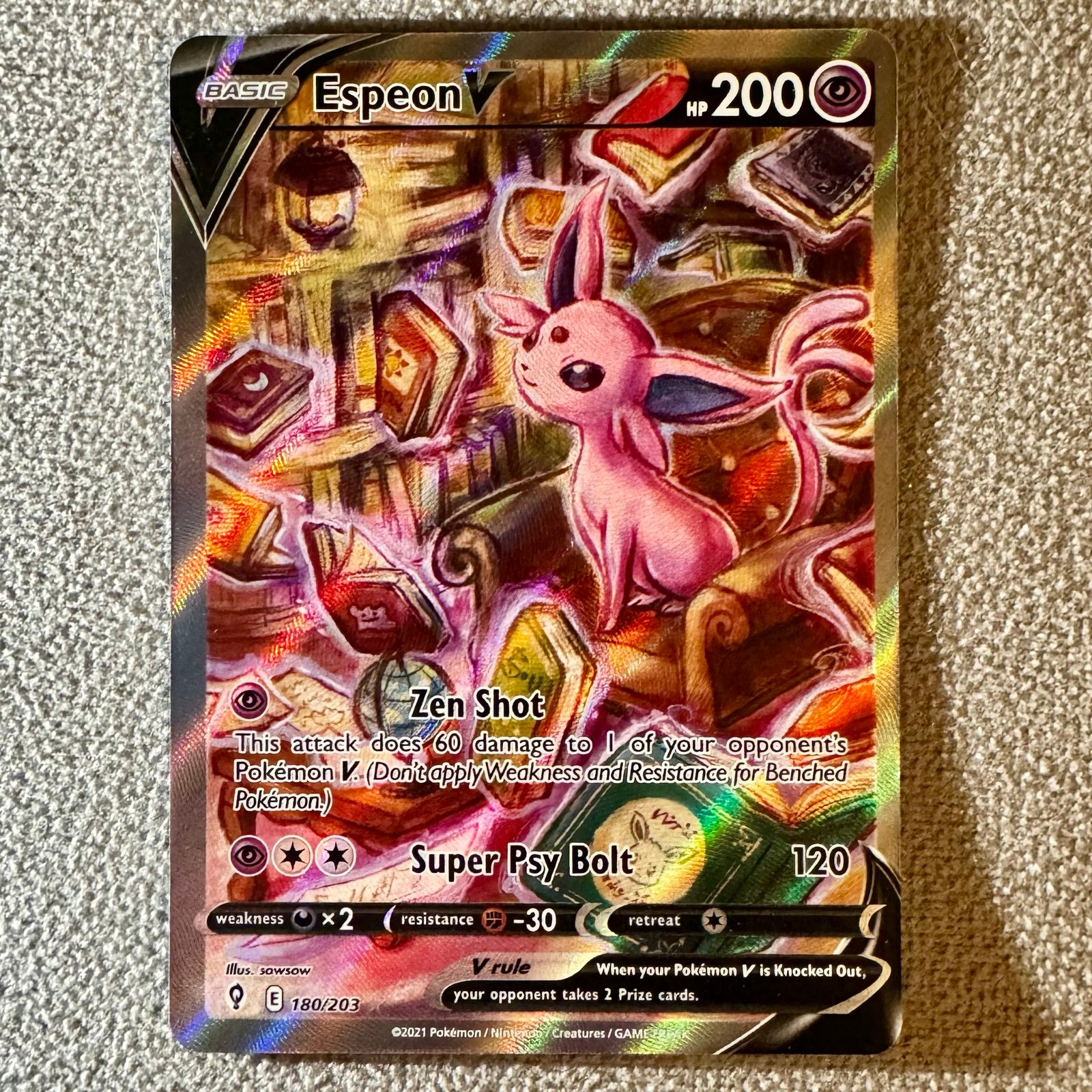 POKÉMON TCG ESPEON V ALTERNATE FULL ART ILLUSTRATION! 180/203 EVOLVING SKIES!