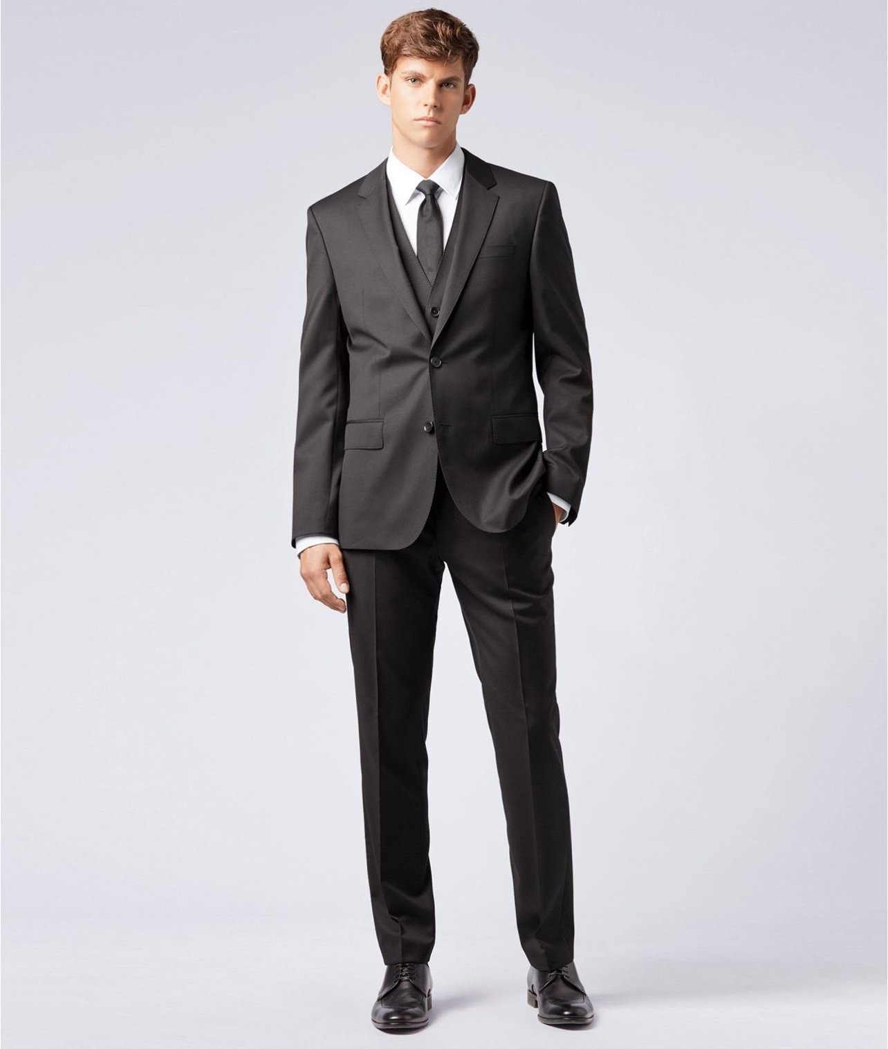 Hugo Boss Men's Black Slim-fit Hayes Jacket In Virgin Wool, Brand Size US 38s