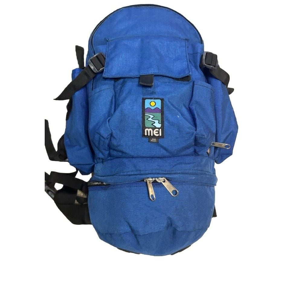 VTG MEI Duffle Bag Hiking Backpack Made in USA - Blue & Black - RARE