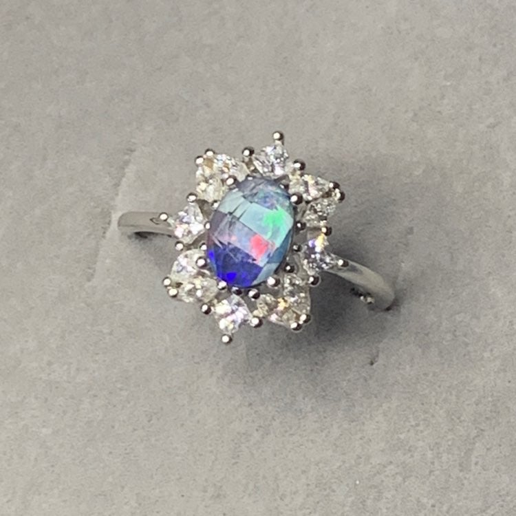 S925 Natural Matrix Boulder Opal designer ring