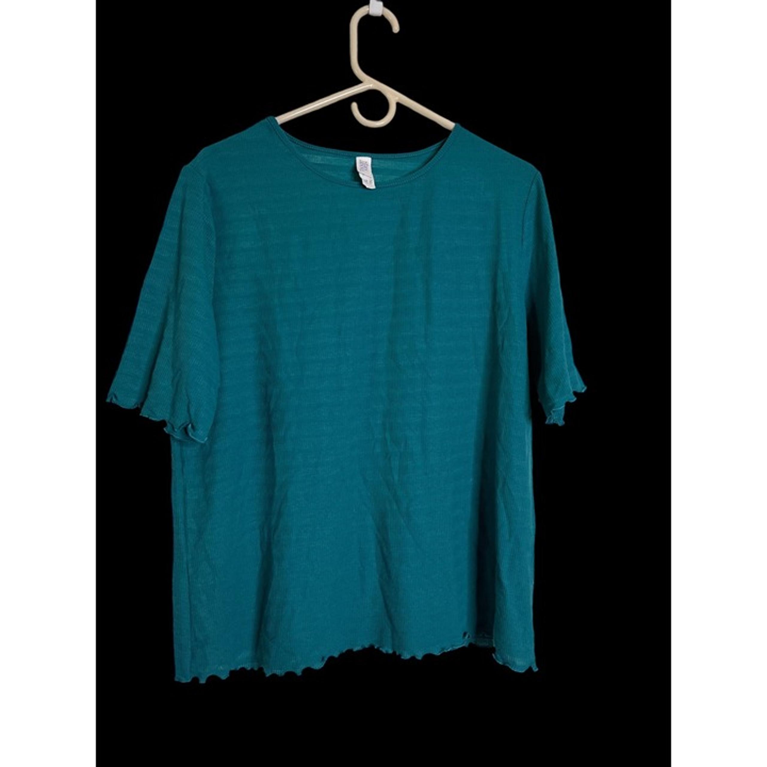 Sleep Shirt Teal Short Sleeve Ribbed Lounging Shirt XL - Stars Above