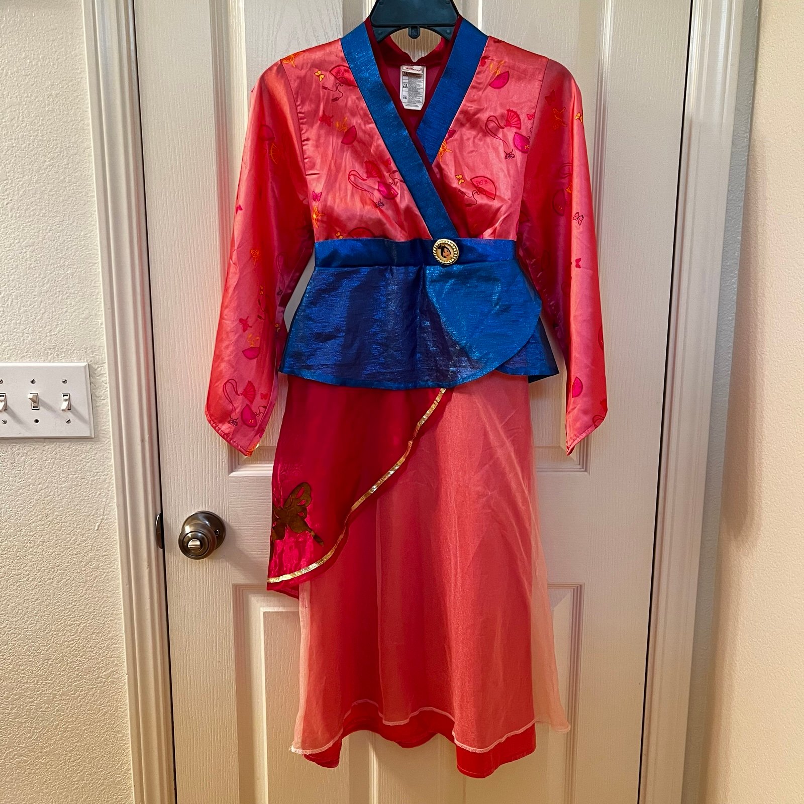 Disney Store Mulan Costume Dress Pink Red Blue Halloween Girls Size 7-8