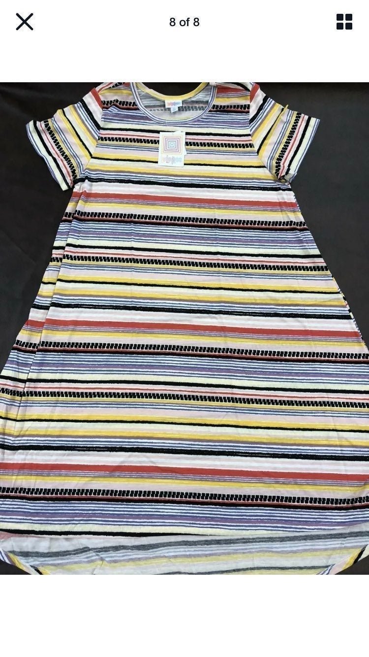 XL Lularoe Carly Colorful White Striped 18/20 16/18 Extra Large Unicorn LLR New
