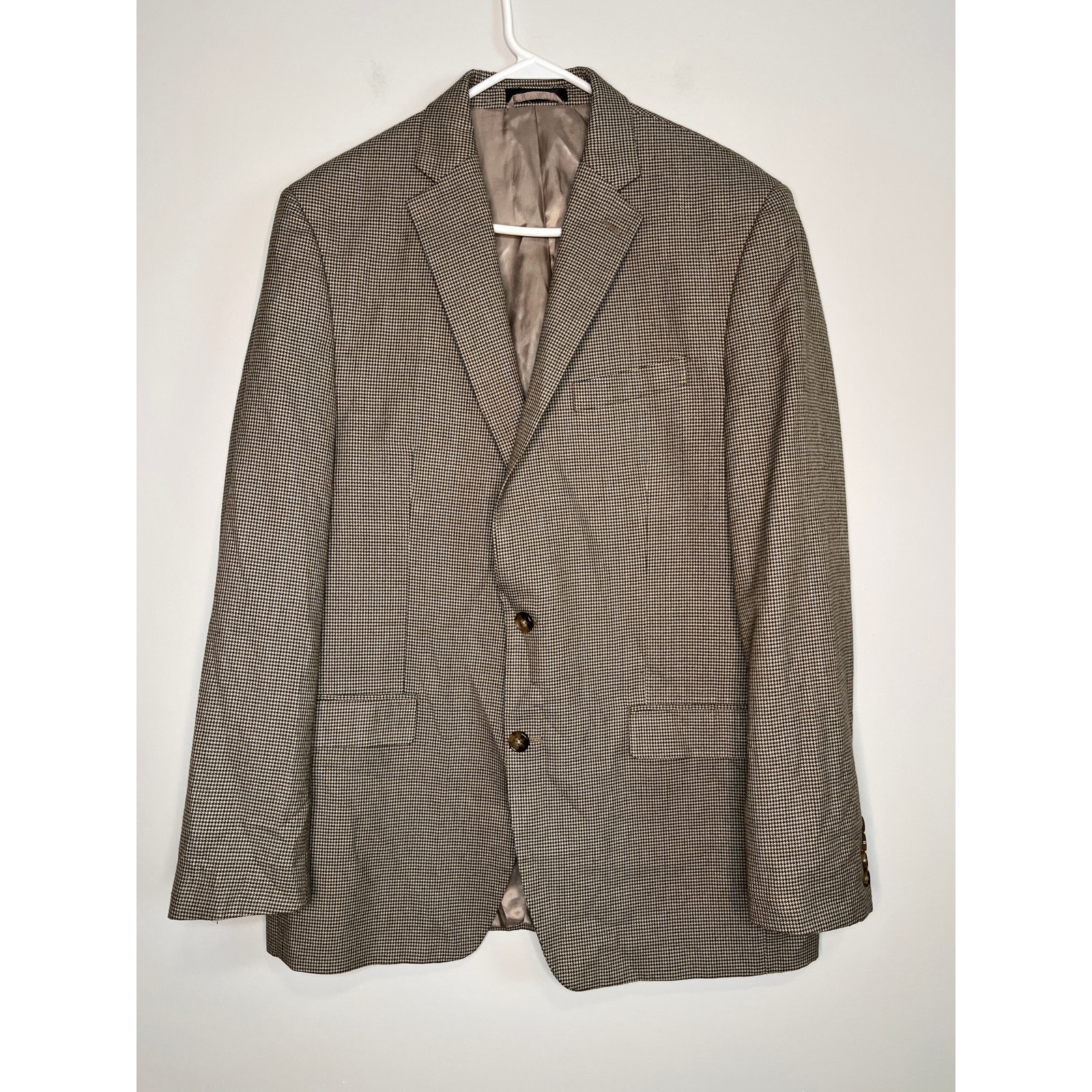 Lauren Ralph Lauren Brown Tan Houndstooth Old Money Twee Corporate Blazer 42 L