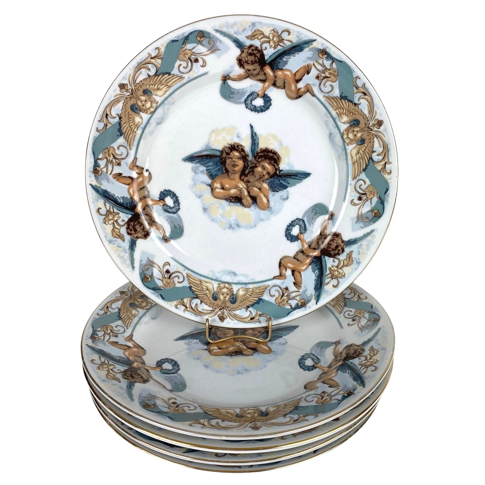Tienshan Rafaels Angel Set 5 Salad Plates 11” Cupids