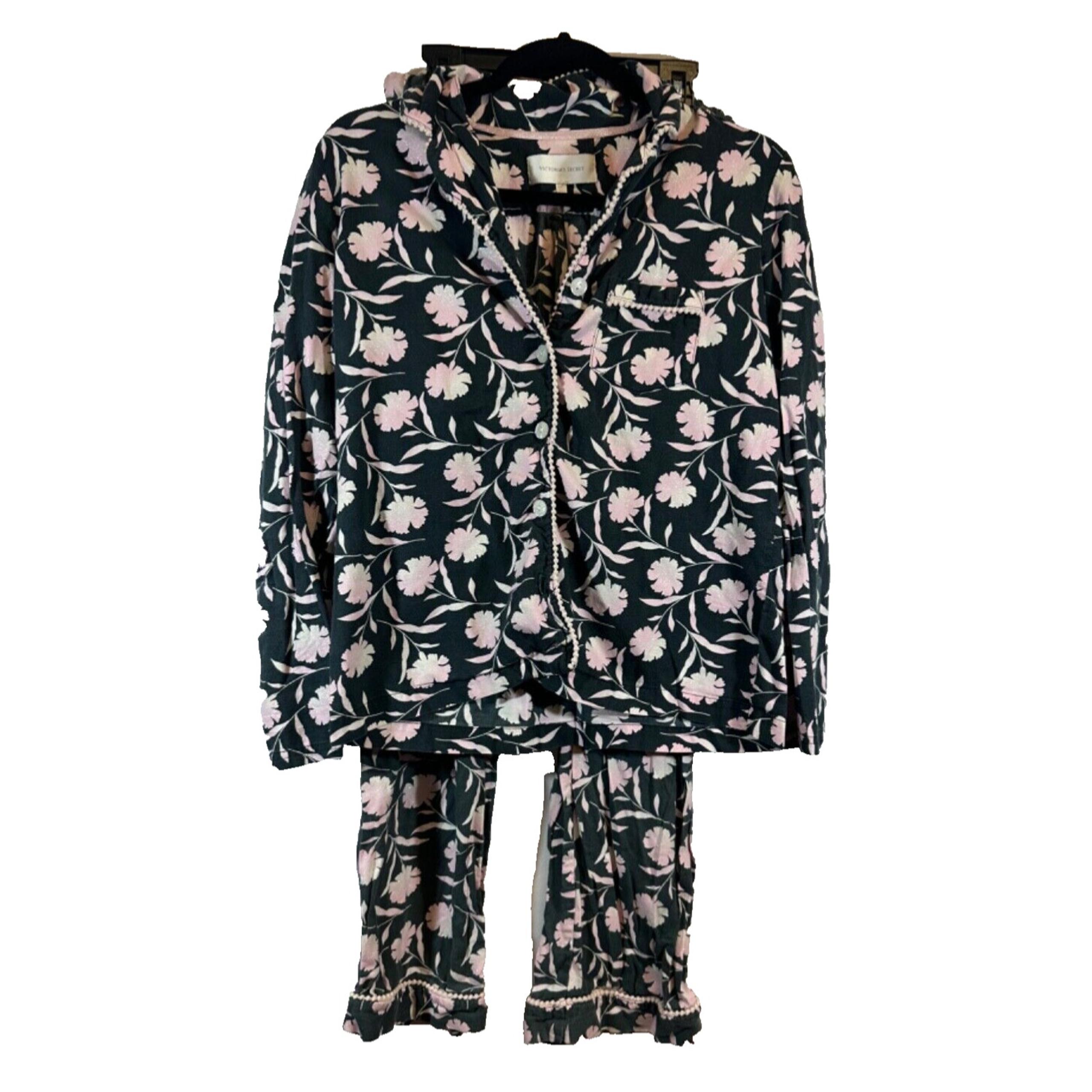 Victoria’s Secret Pink Flowers Women’s Pajamas Set XS Short Long Sleeved A23