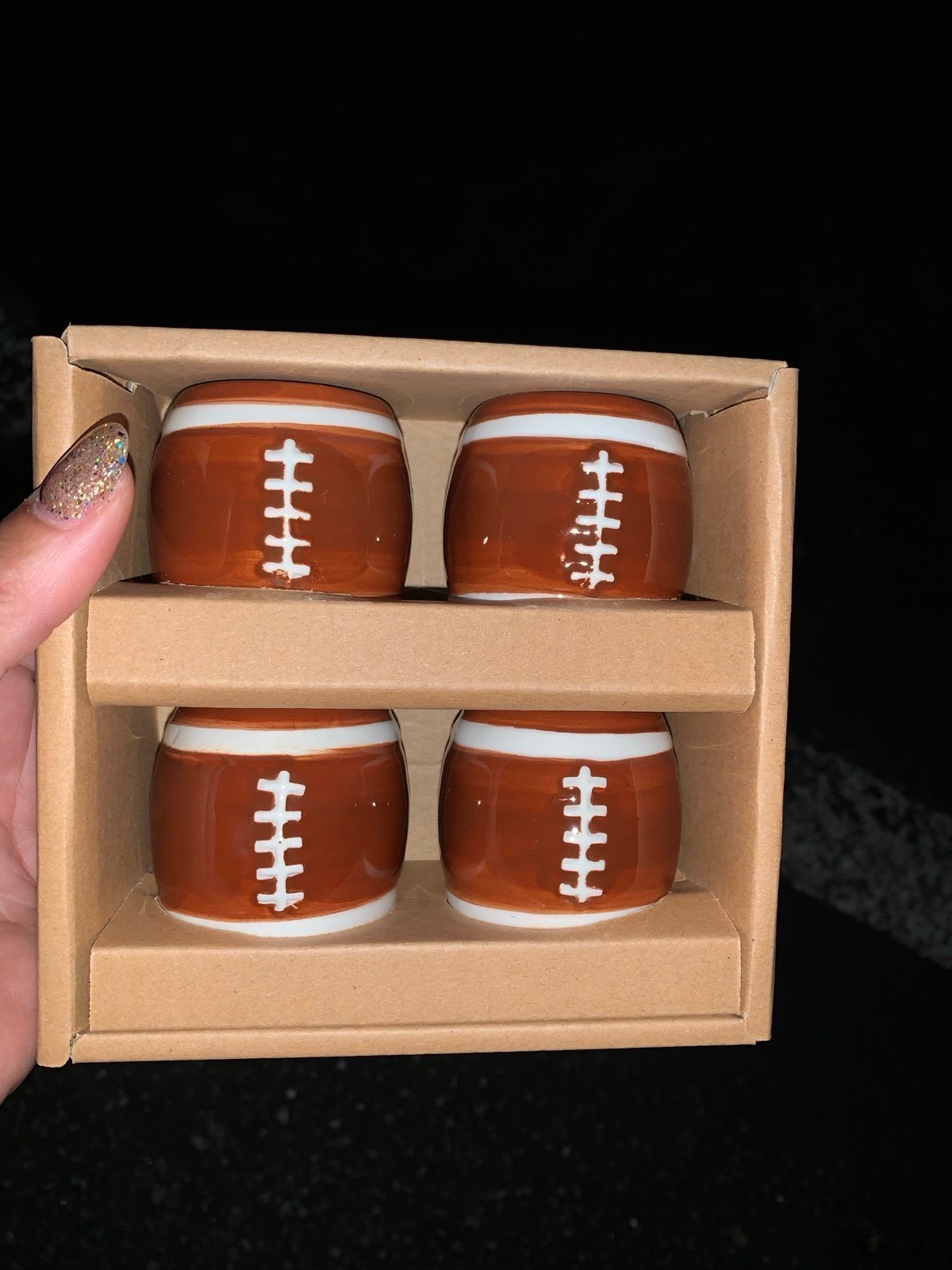 Drinkware Football Shot Glass Set of 4 New Item!