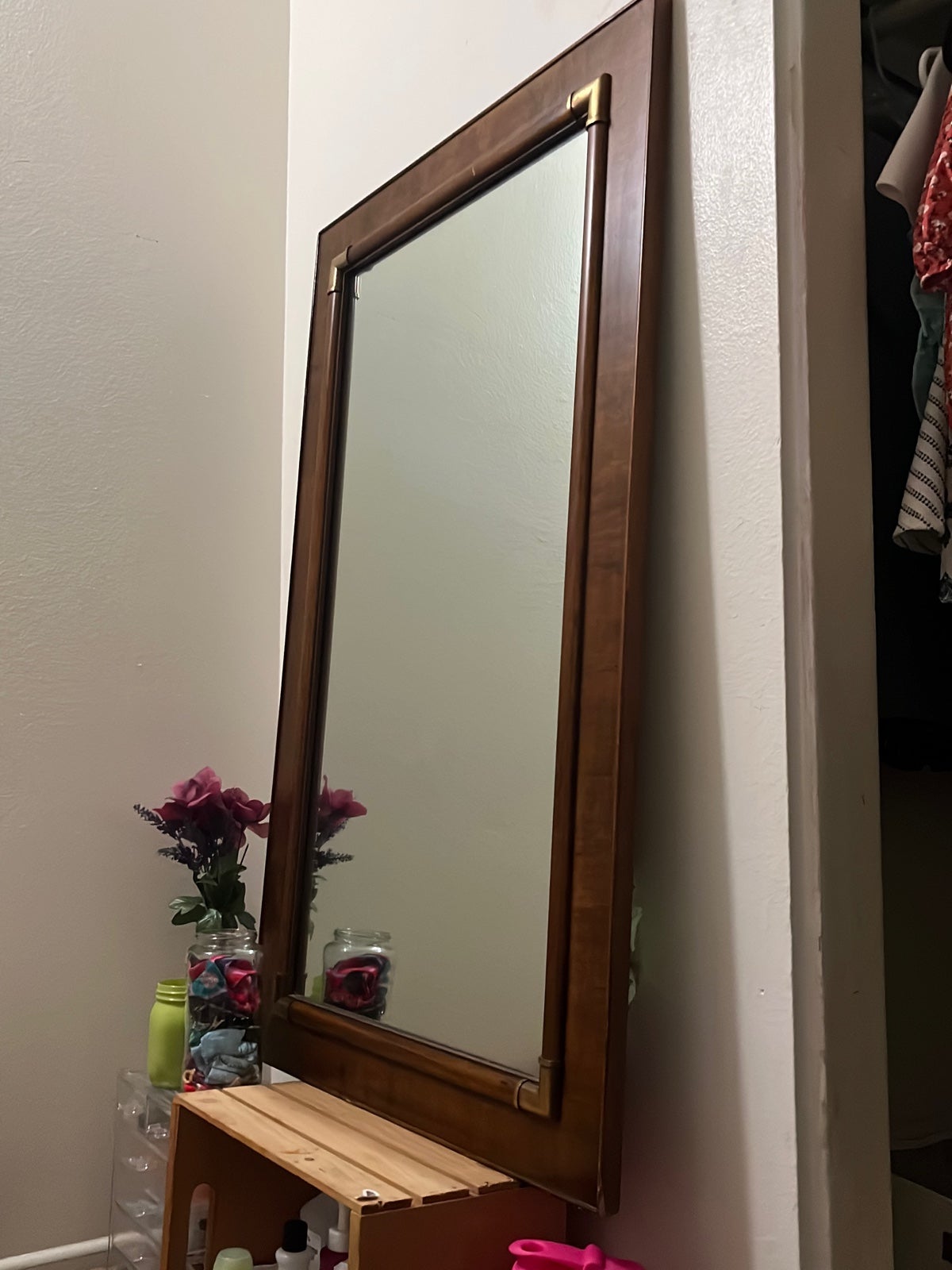 Wooden Mirror with Gold Details
