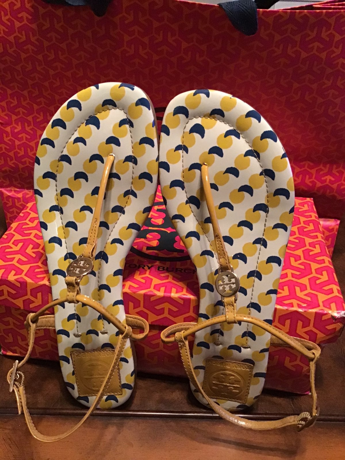 Tory Burch Flat Sandals Emmy Medallion