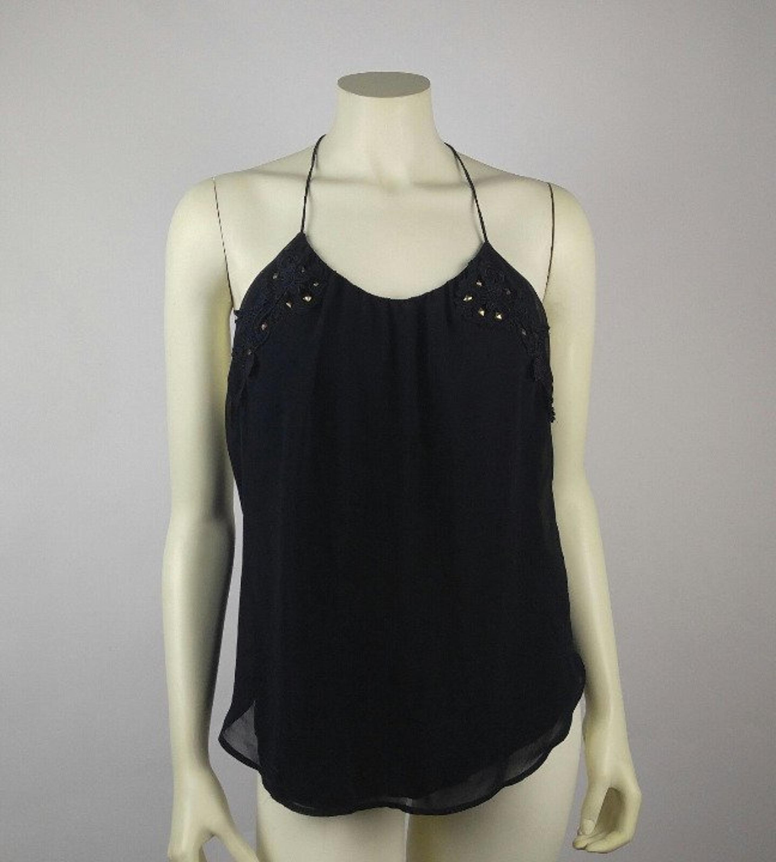Zara Halter Blouse Top Black Drop Back