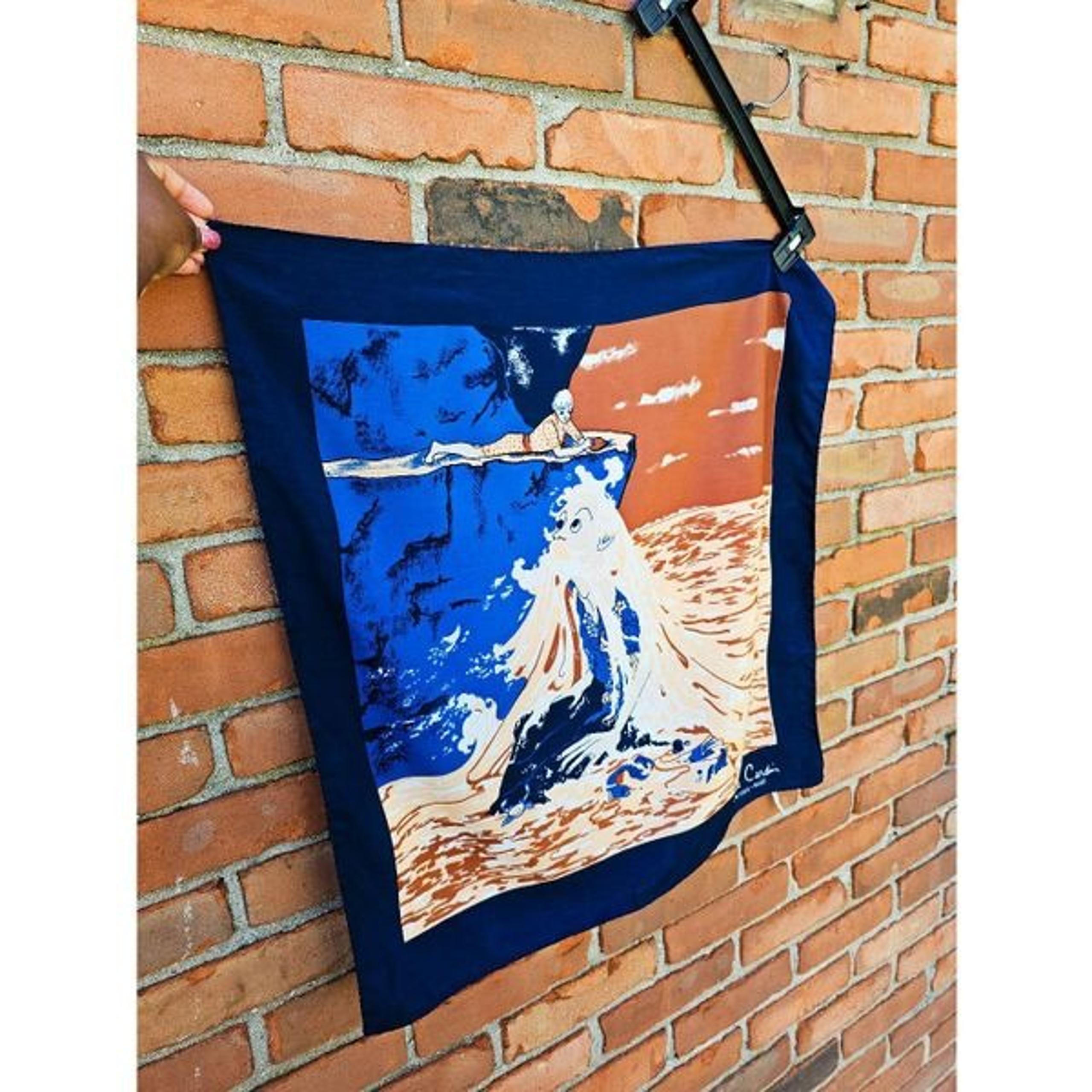 VTG Pierre Cardin Ocean Print Scarf  Made in Italy  New York/Paris