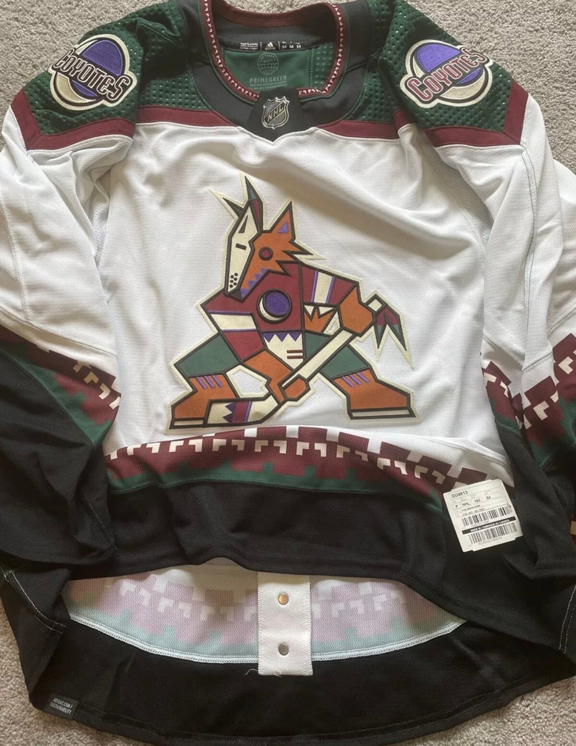 Arizona Coyotes adidas MiC Team Issued White Kachina Jersey Size 54 NWT Blank