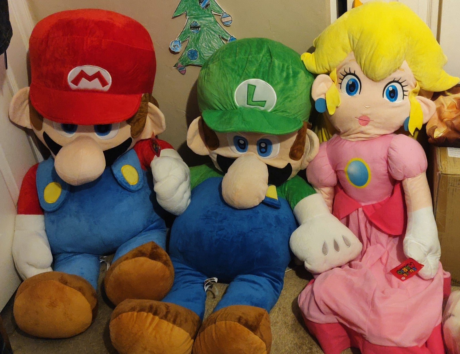 Lifesize Mario Luigi Peach Plush Bundle