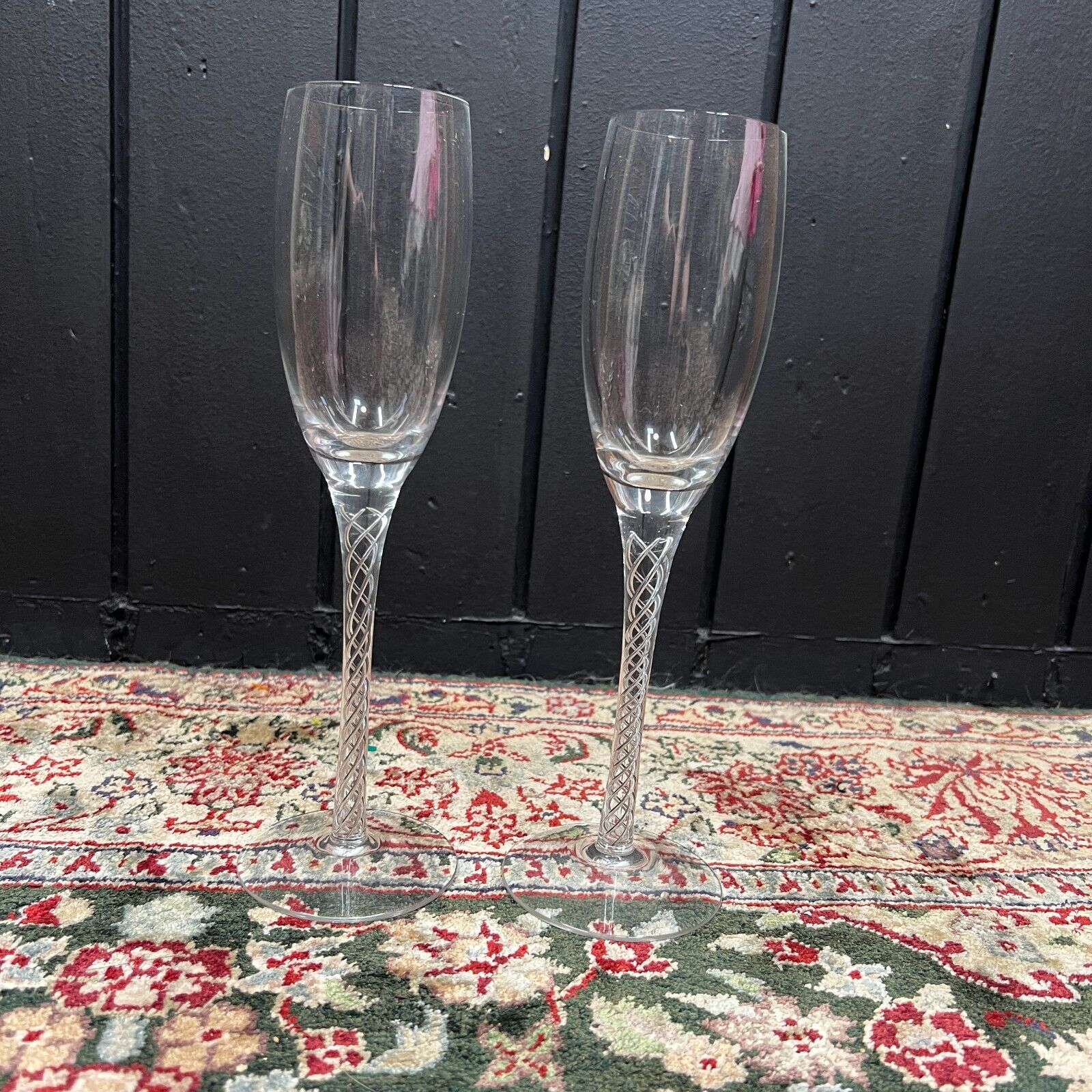 Waterford Marquis Ava Discontinued 10 1/8 In Blown Champagne Glasses Set of 2