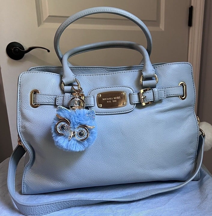Michael Kors Blue Handbag Crossbody Chain Shoulder Bag MK Large Tote Satchel