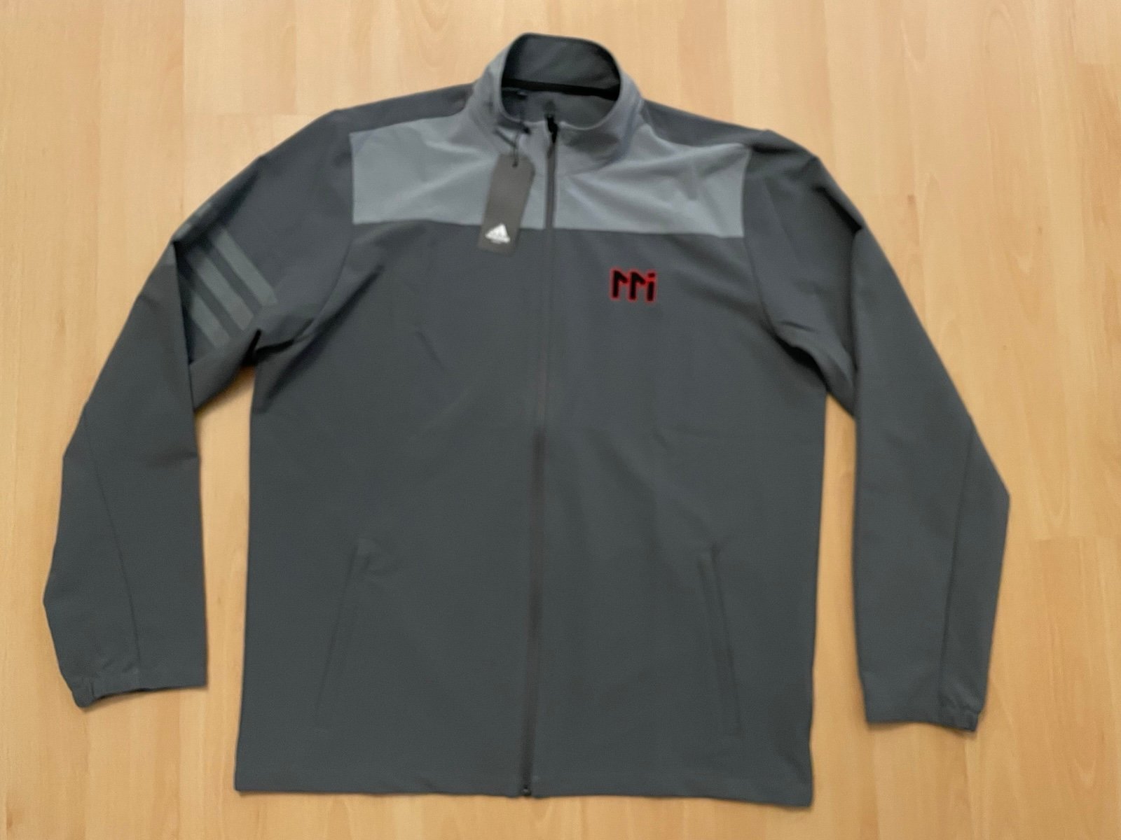 Adidas Golf Men S Climastorm 3-Stripe Full-Zip Rain Jacket Large Gray Athletic