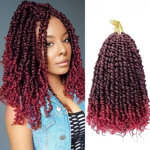 New Passion Twist Hair 14 8 Packs Pre-Twisted Crochet Braids for Women (1B/Bug)