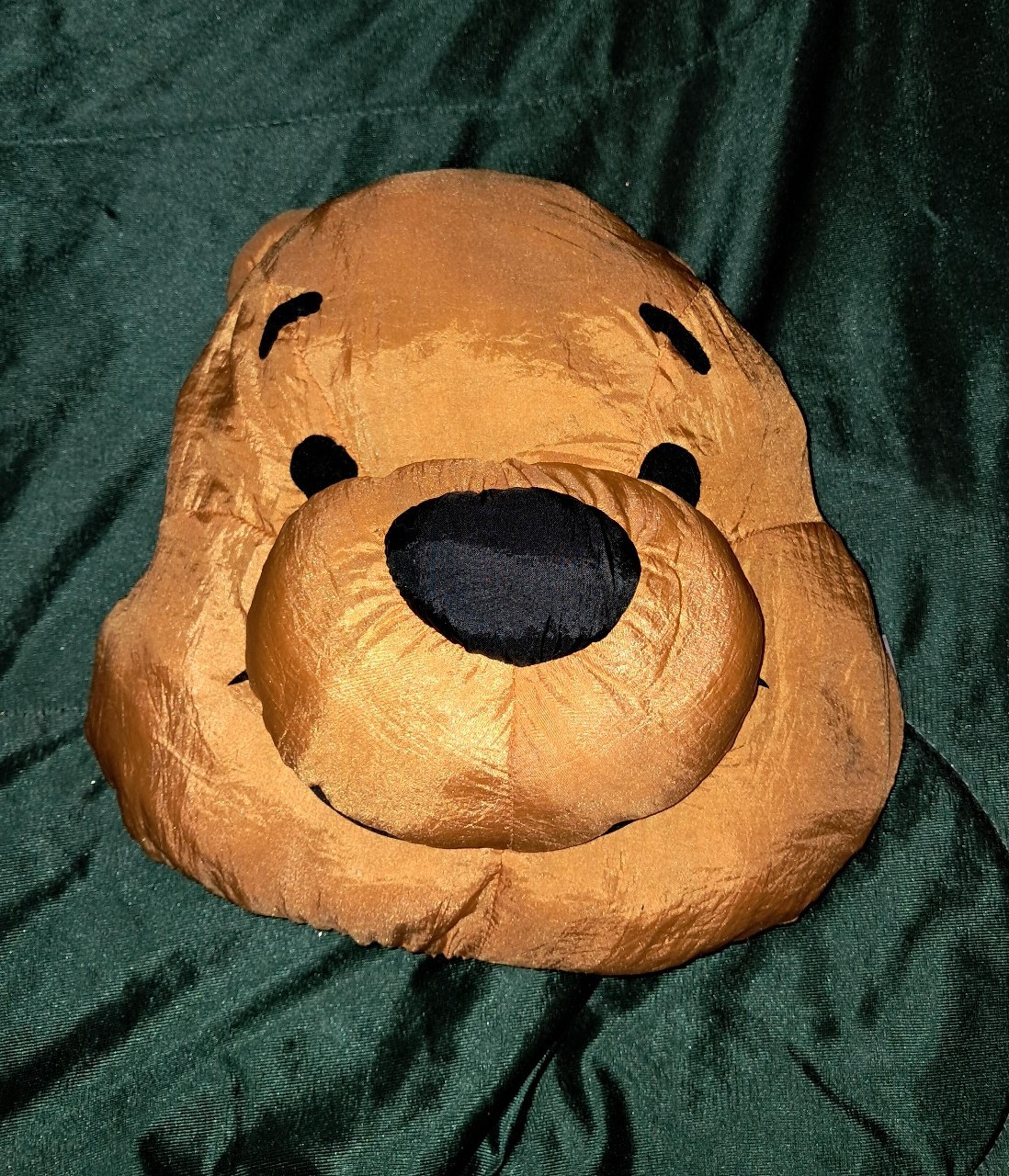 1990s Disney Pooh face nylon plush puffalump pillow with handle