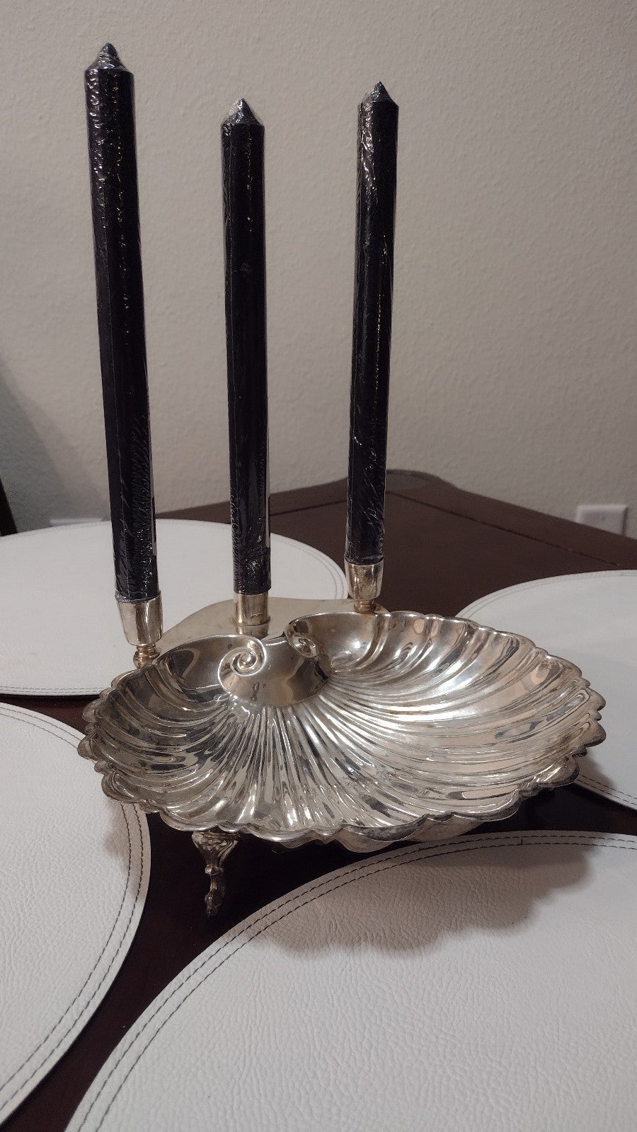 Lingard & Baker Silver Plated Antique Shell Candelabra 10 diameter