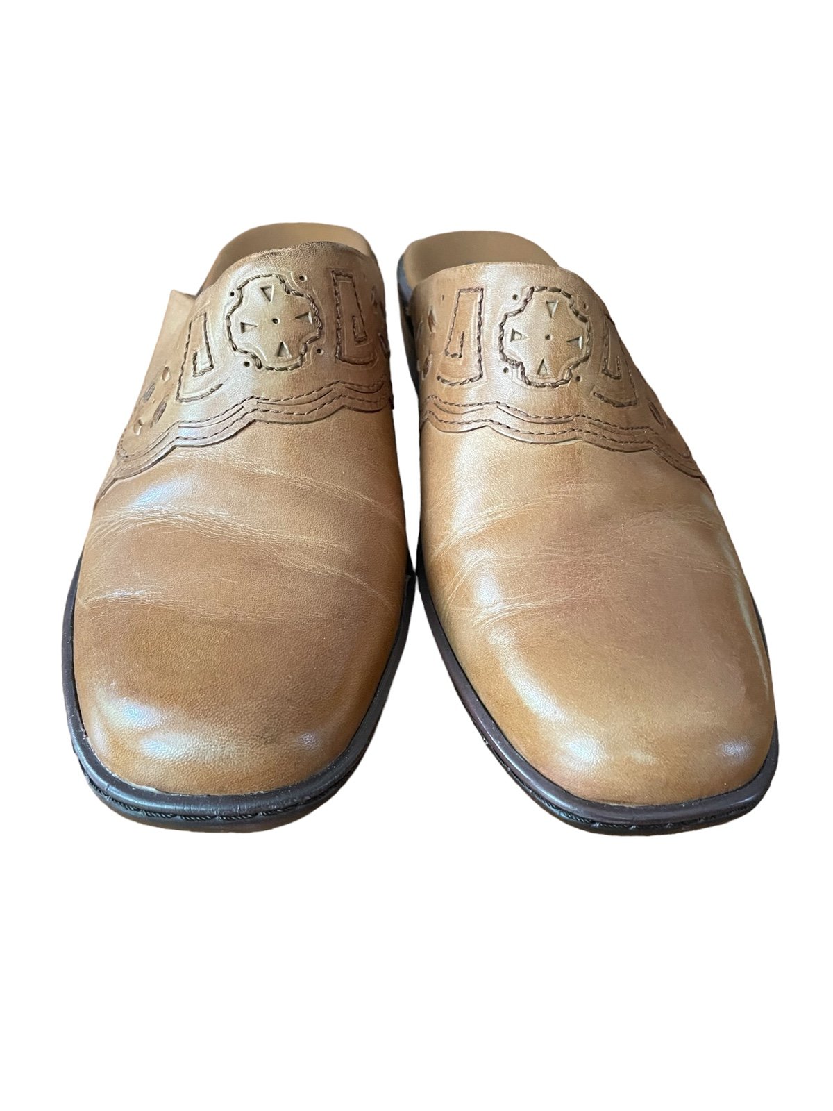 Clarks 80930 Brown Tan Cushion Comfort Design Clog Mule Shoes Women's Size 8 M