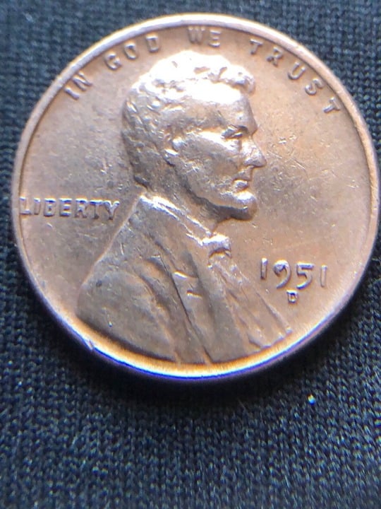 1951 D lincoln wheat penny, (Rare in this condition)