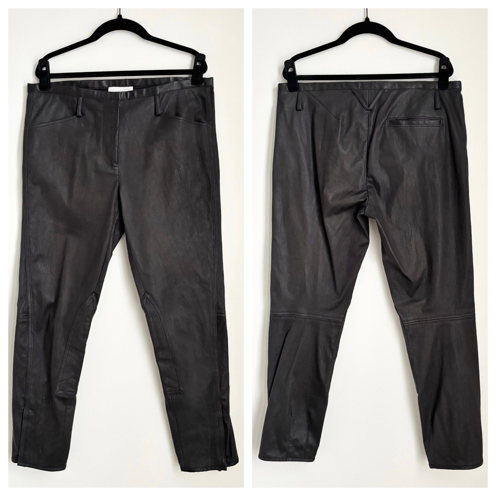 phillip lim - jodhpur zipper moto pants ankle crop lamb leather skinny black