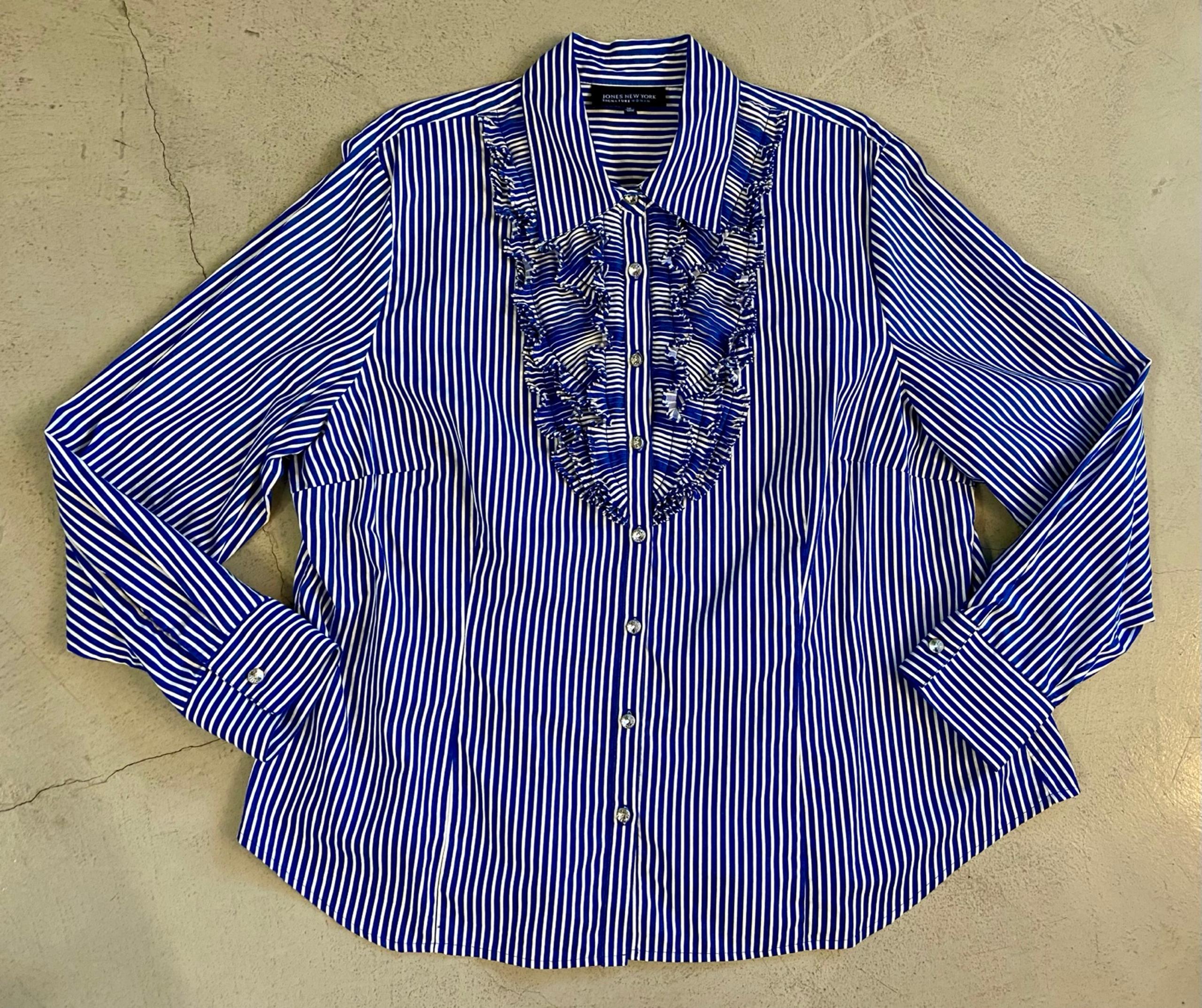 Jones New York Ruffle Front Button Down Shirt Size 2x
