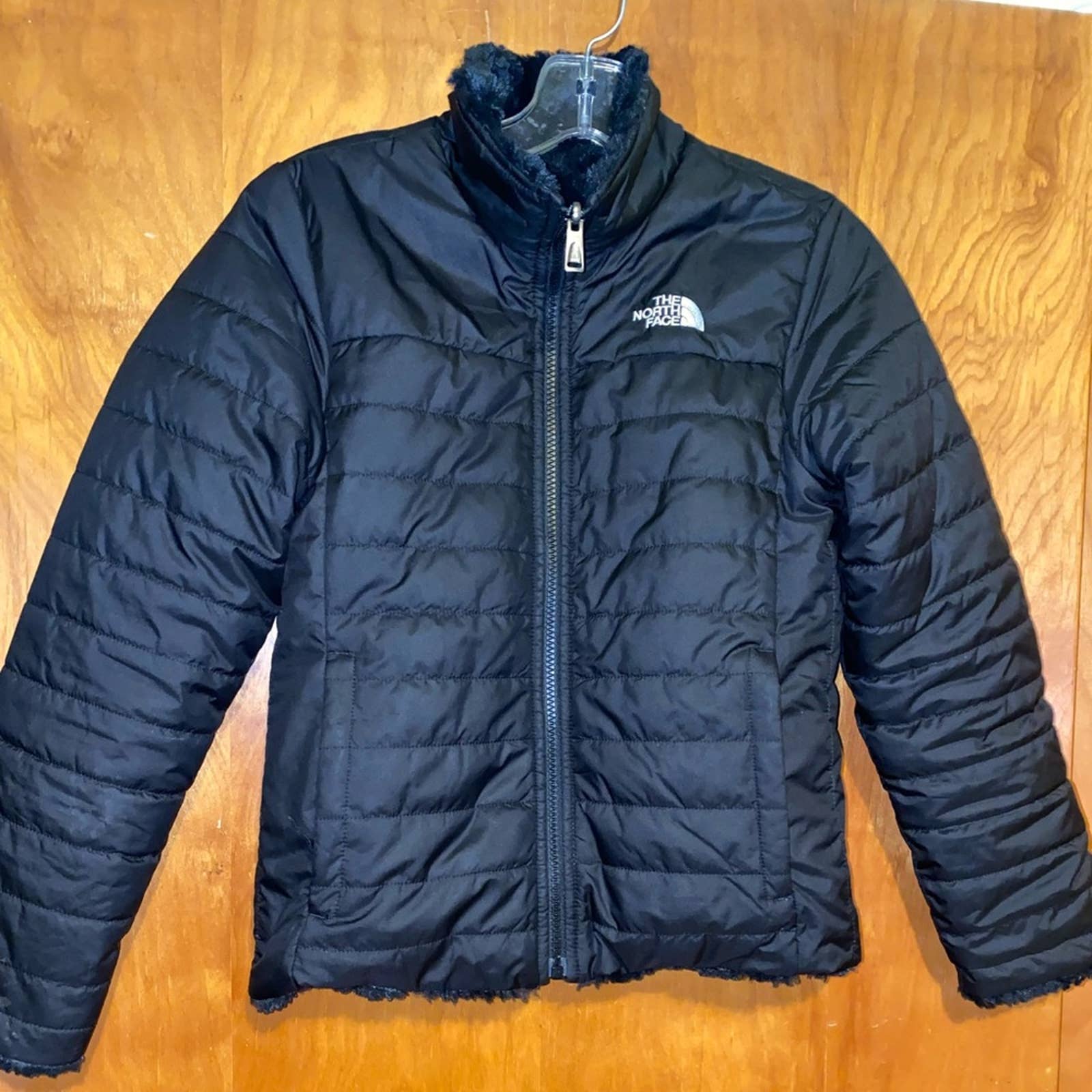 North face reversible girls black jacket coat M 10/12 youth kids child