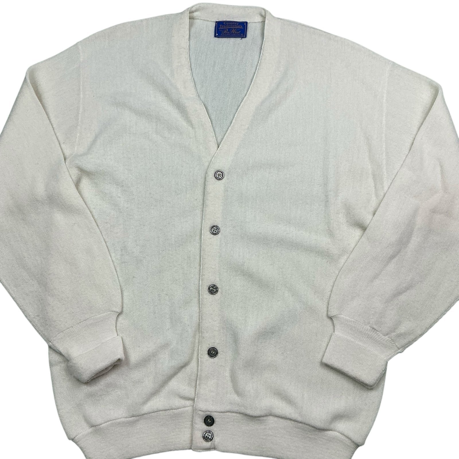 Vintage 70s Country Traditionals by Pen West ivory button front cardigan. USA
