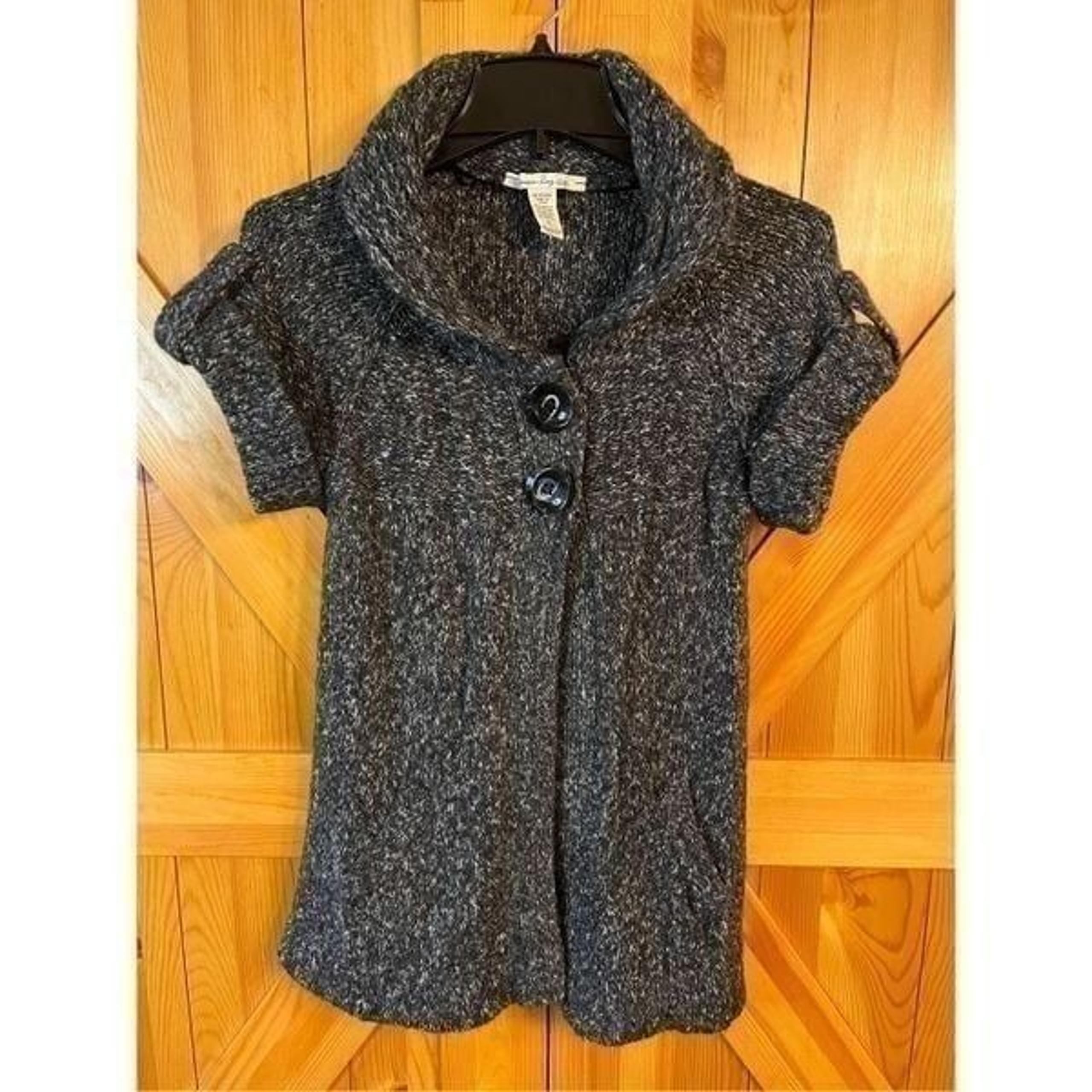 American Rag Cie Dark Gray Wool Blend Collared Long Cardigan Sweater Size S (253