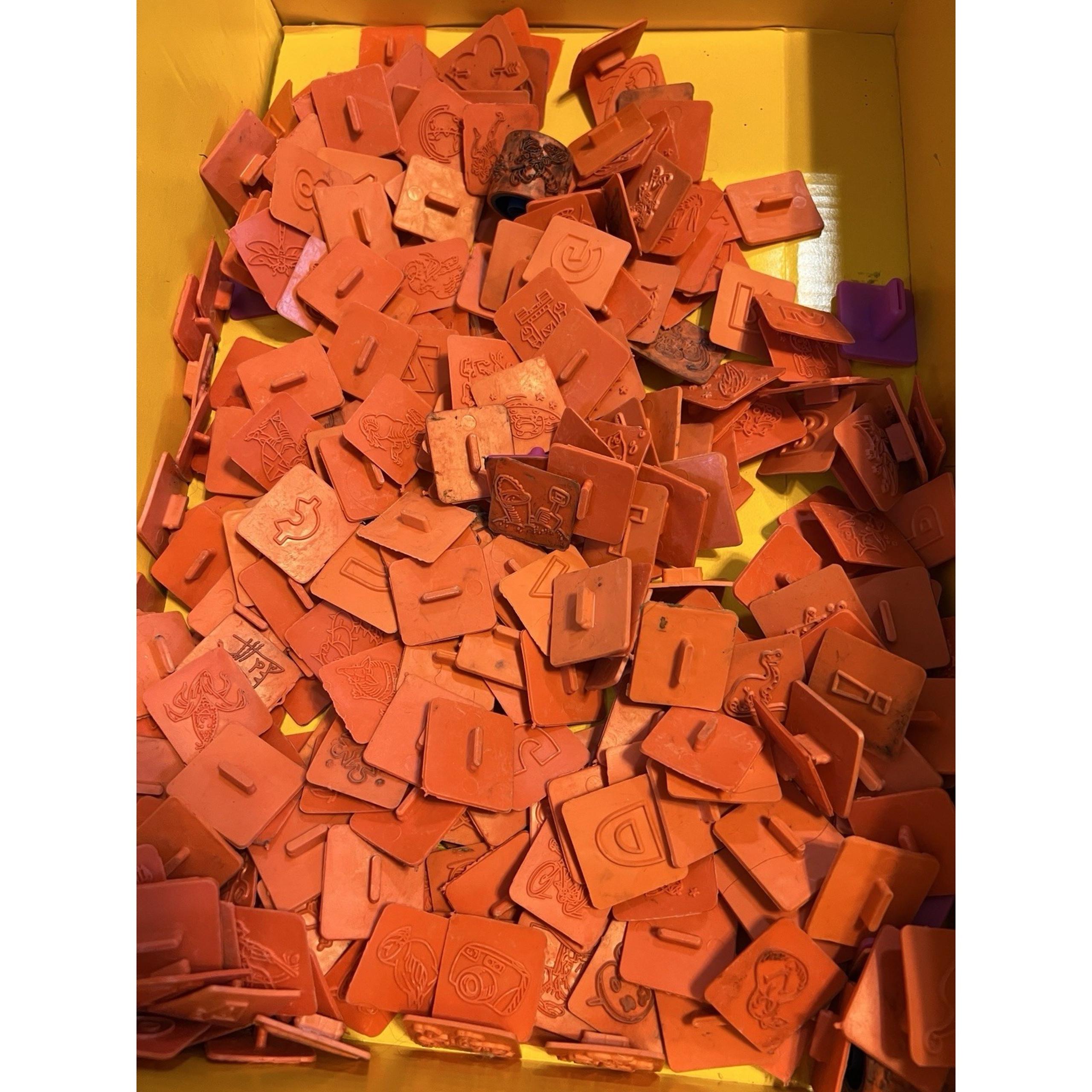 Lot Of Rose Art Vintage Kids Rubber Orange Stamps With 6 Holders 1990's Toy