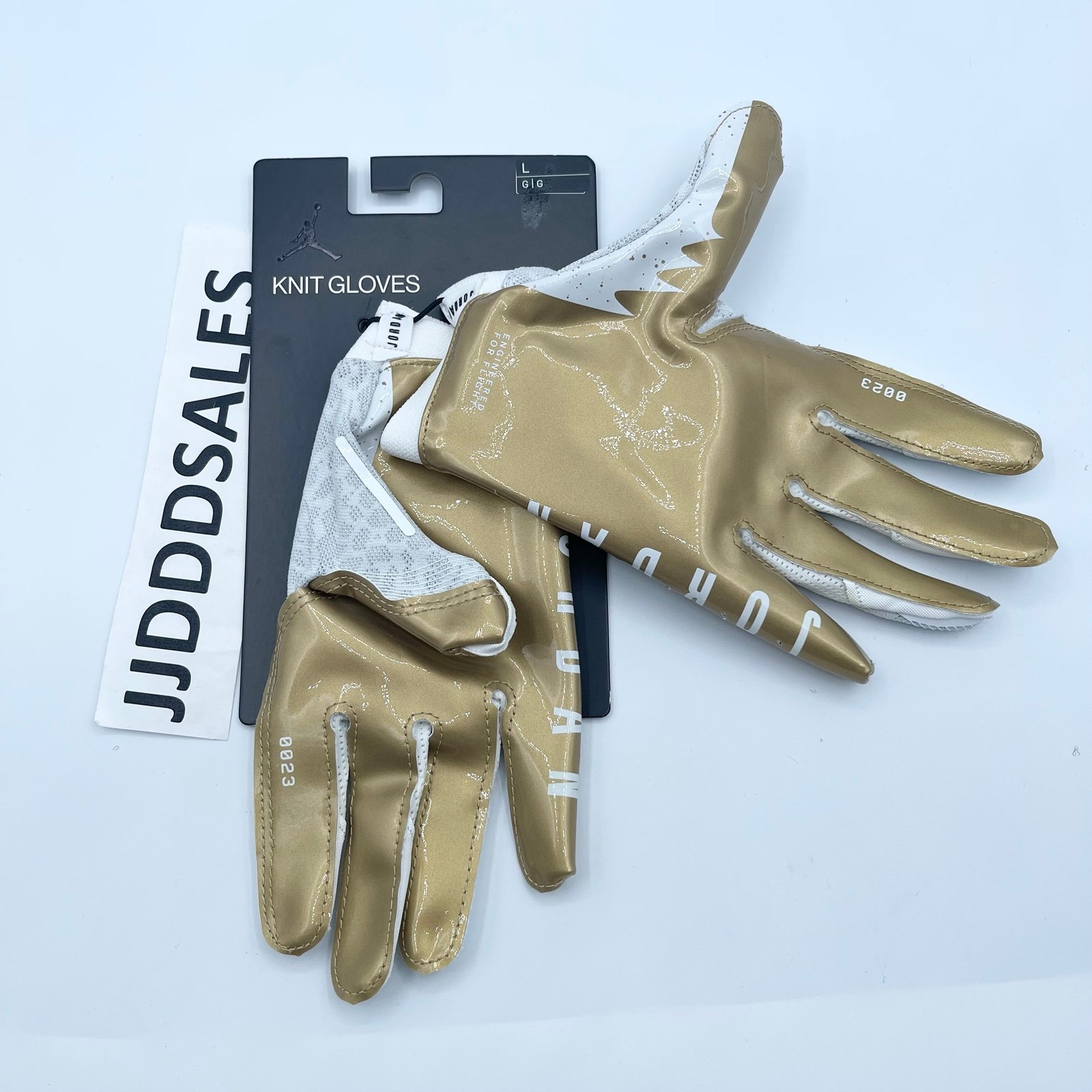 Nike Air Jordan Vapor Knit 4.0 Football Receiver Gloves White Gold Men’s Large