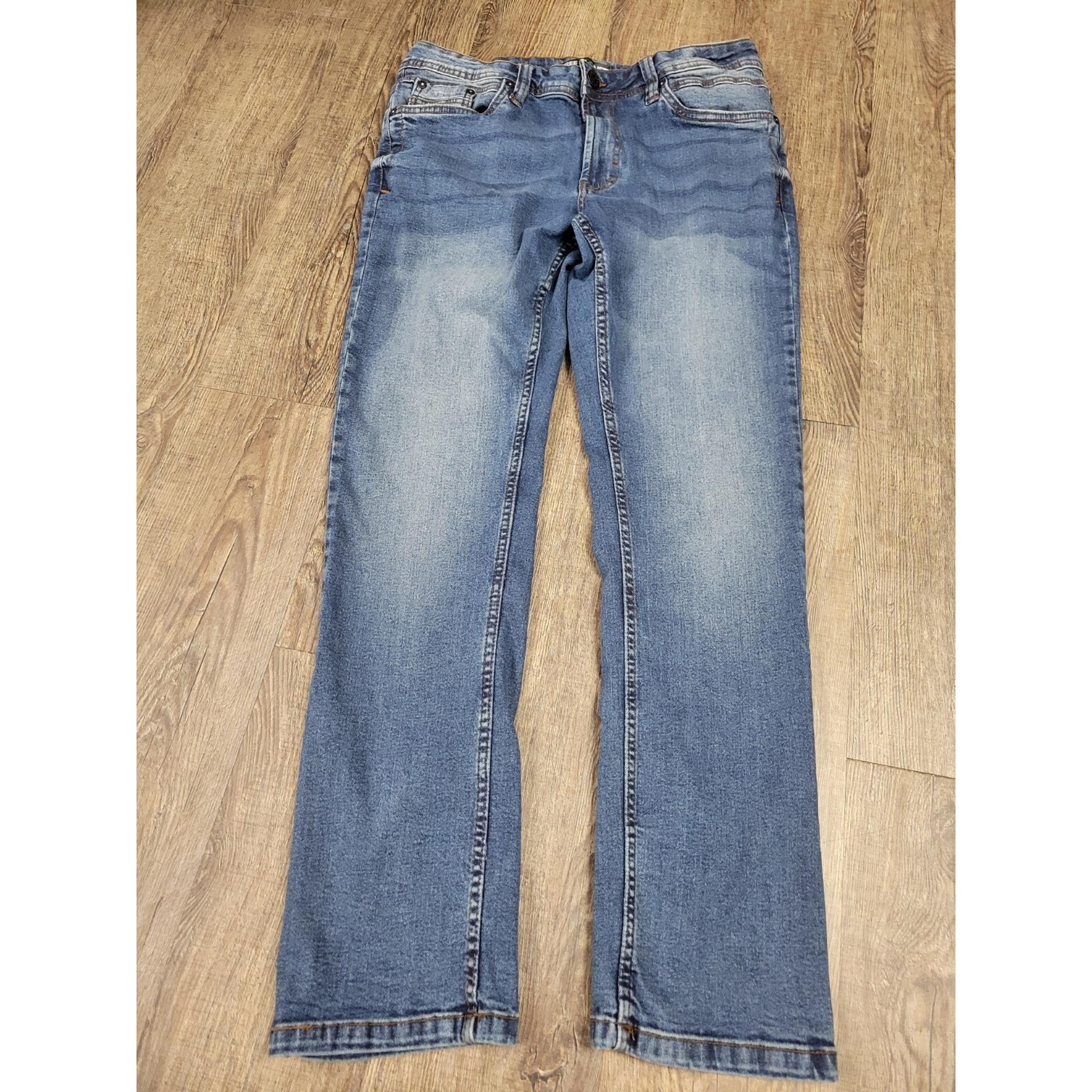 Free Planet Men's Medium Wash Slim Straight Leg Jeans 32x28