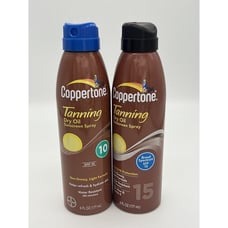Coppertone Tanning Dry Oil Sunscreen Spray SPF 10 / 15 6 fl oz / 2 Cans