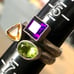 Vintage Heavy Amethyst Citrine Peridot Stone Sterling Silver Chakra Ring 11.5g!