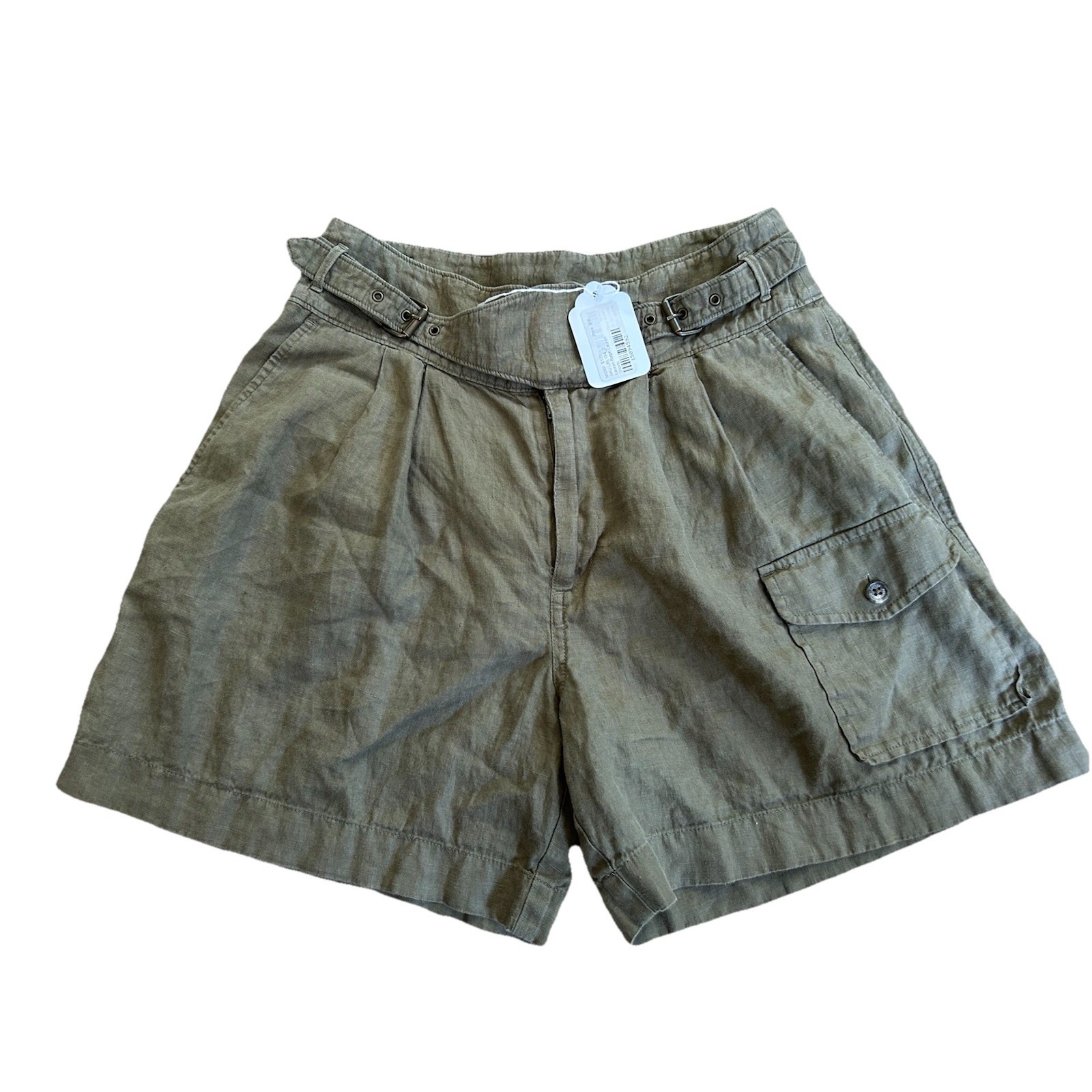 NWT Lauren Ralph Lauren Black Label Womens Pleated 100%Linen Shorts Size 2