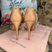 Stuart Weitzman Nunakedstraight Cream Strap Heel Size 7.5 Excellent Condition (W