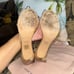 Stuart Weitzman Nunakedstraight Cream Strap Heel Size 7.5 Excellent Condition (W